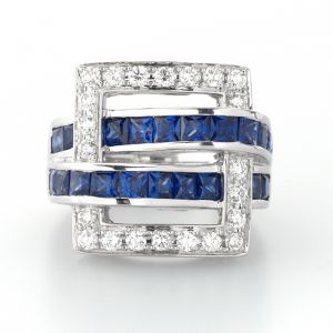 Midas Jewellers 18ct White Gold Diamond and Blue Sapphire Ring.jpg